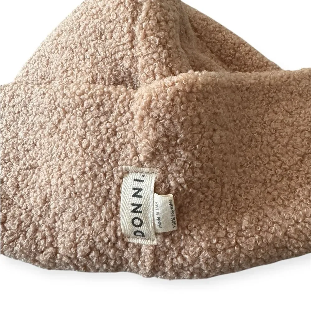 Donni.  Mini Sherpa Beige Beanie Hat Cap One Size